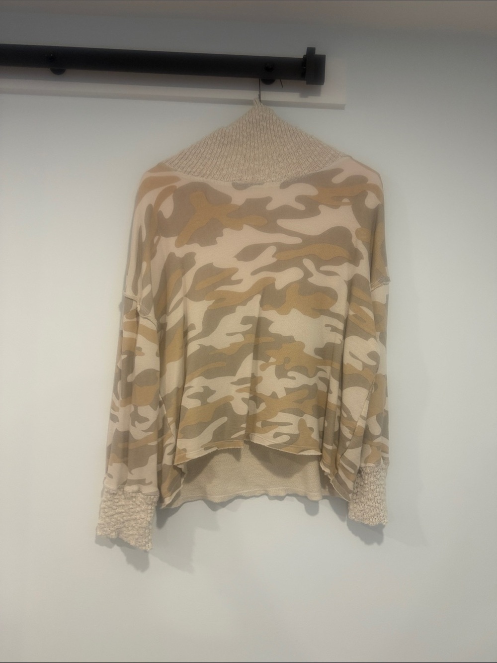 Vintage Havana Tan & Cream Camo Cowl Sweater